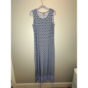 Chico’s Blue, White and Black Sleeveless Maxi Dress Size 1 (Medium/8)